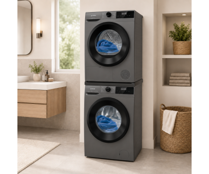 Suszarka do ubrań ZESTAW Gorenje Suszarka DHNE82T/PL+Pralka W1NHPI84AST/PL+Łącznik SKHNE80S/C